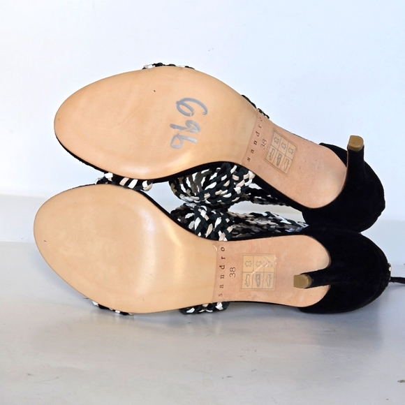 SANDRO NWT AGATE STILETTOS BRAIDED LEATHER SZ 38 - Picture 7 of 9